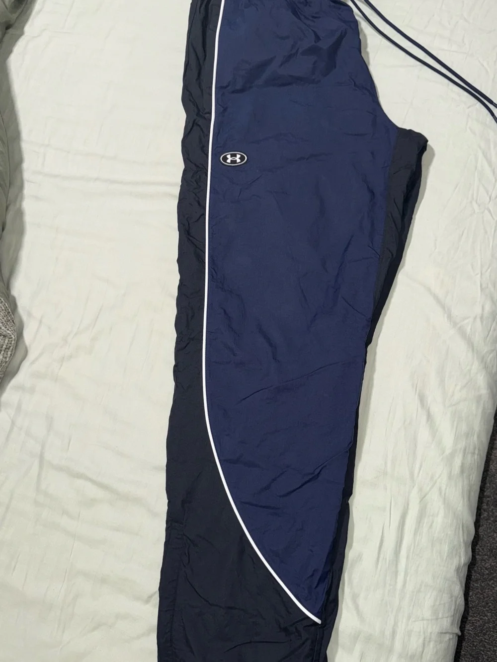 Under Armour Navy and Black Track Pants with White Piping
